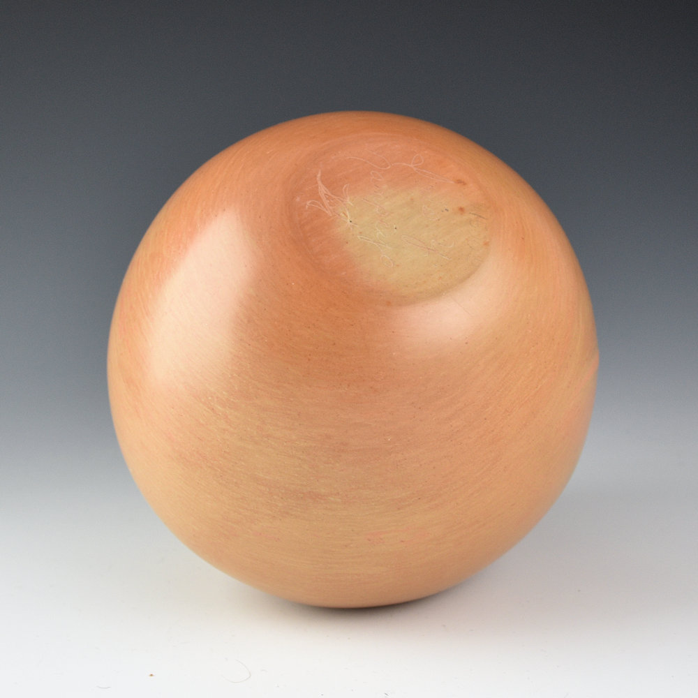 Nampeyo, Iris - 6" Tall Red Asymmetric Rim Jar with Corn (1990's) - Image 3