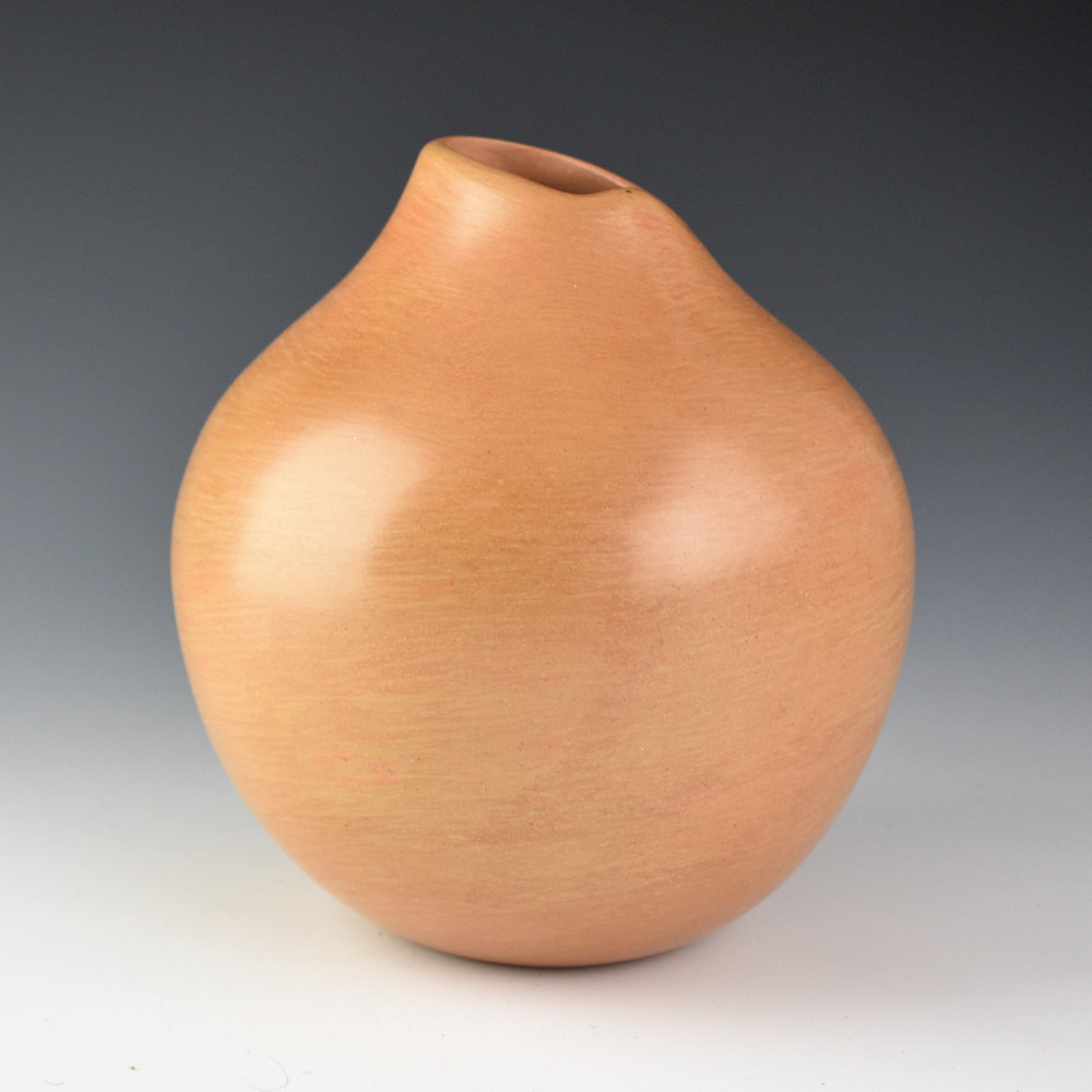 Nampeyo, Iris - 6" Tall Red Asymmetric Rim Jar with Corn (1990's) - Image 4