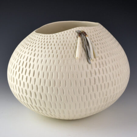 Stevens, Jacquie - White Corrugated "Bag" Jar (1989)