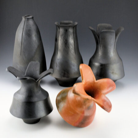 Alternative view of Tso, Jared - Continuance" Set of Five Squash Blossom Clay Jars