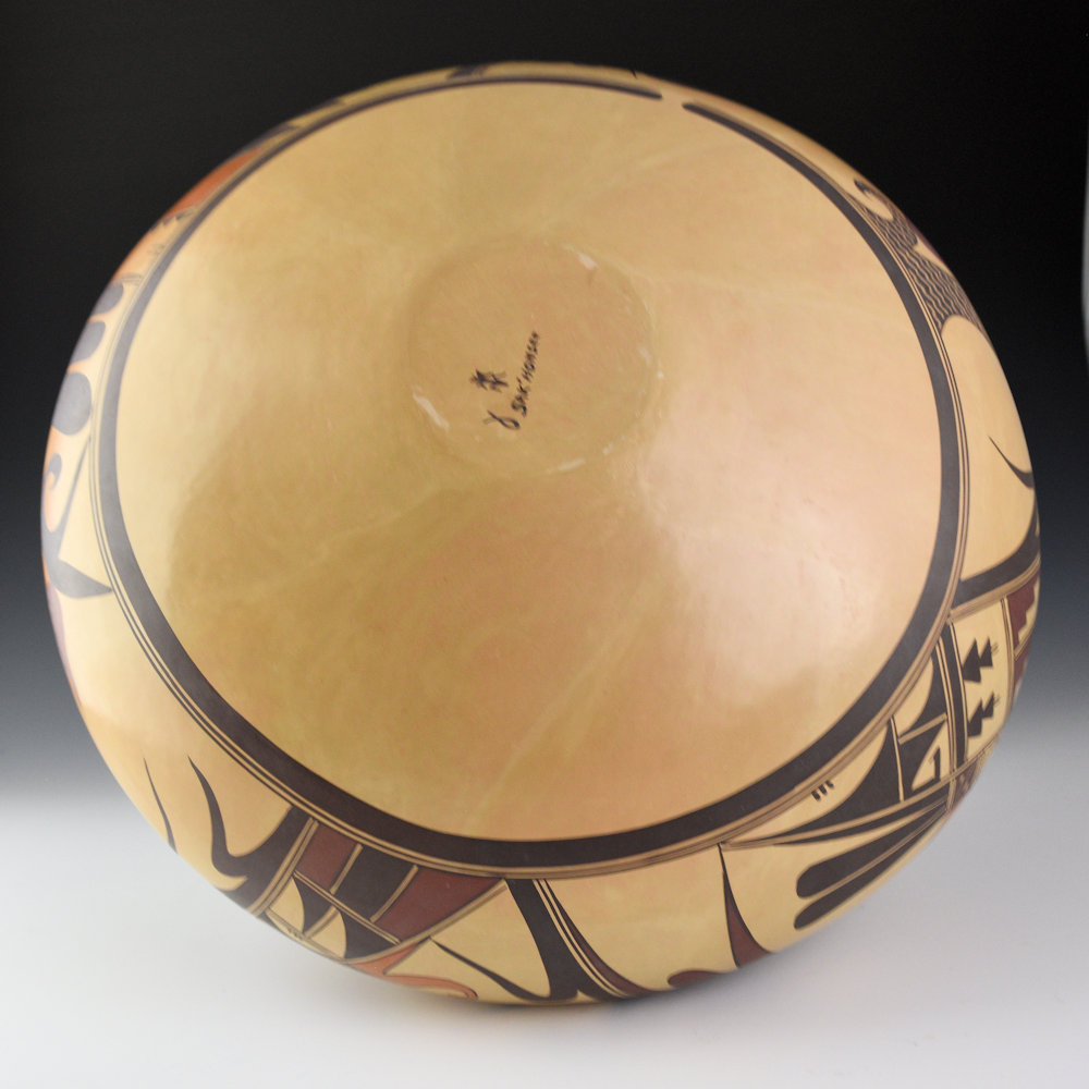 Sahme, Jean - 14" Wide Jar with Corn Plants, Katsinas, and Birds (2004) Ribbon - Image 5
