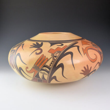 Alternative view of Sahme, Jean - 14" Wide Jar with Corn Plants, Katsinas, and Birds (2004) Ribbon