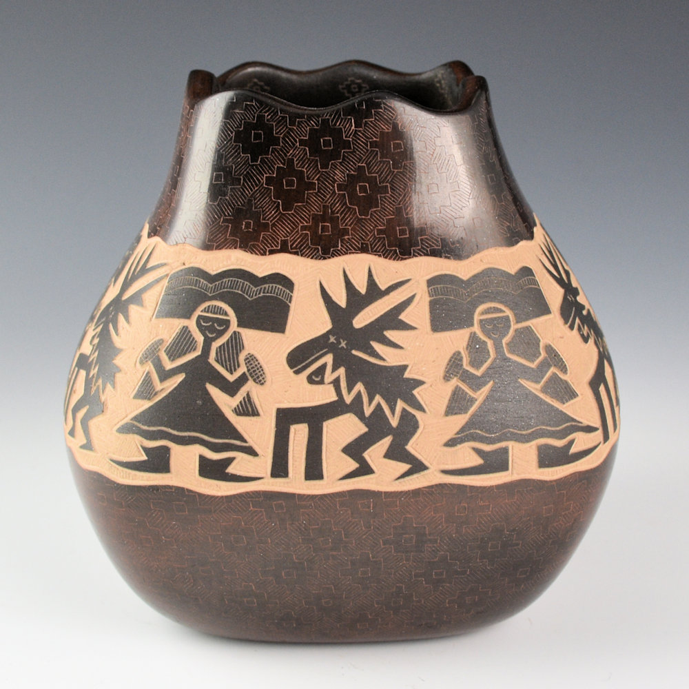 Naranjo, Jody - Square Neck Jar with Corn Maidens and Deer Dancers (2011) - Image 3