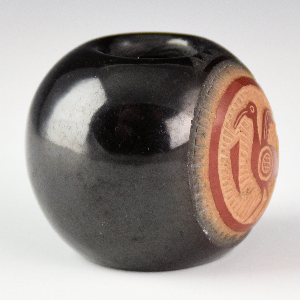 Lonewolf, Joseph - Black and Red Bowl with Mimbres Bird (1972) - Image 3