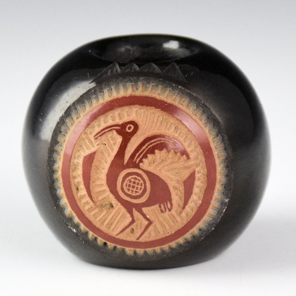 Lonewolf, Joseph - Black and Red Bowl with Mimbres Bird (1972)