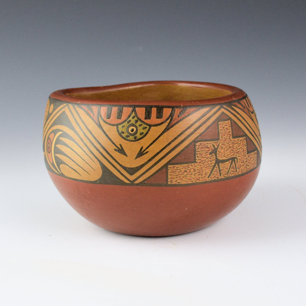Gutierrez, Lela & Luther - Three-Sided Bowl with Frog, Deer, and Raincloud (1956-66)