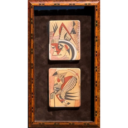 Namingha, Les - Two Hopi Clay Tiles, Framed (1990s)