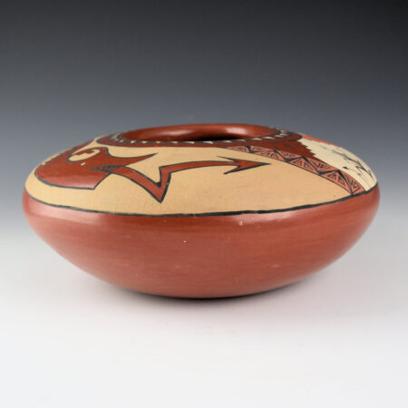 Alternative view of Gutierrez, Lois  - Red Polished Polychrome Bowl with Avanyu and Corn (1974), Published New Mexico Magazine
