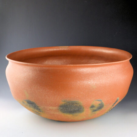 Vigil, Lonnie - 16" Wide Micaceous Jar with Fire Clouds and Corrugated Base