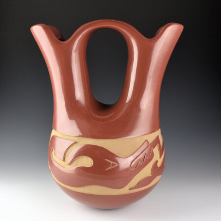 Tafoya, LuAnn - 13" Tall Wedding Vase with Carved Avanyu (1998)