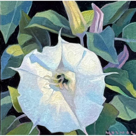 Alternative view of Molnar, Marcia - "Dappled White" Oil on Board (6 x 6)