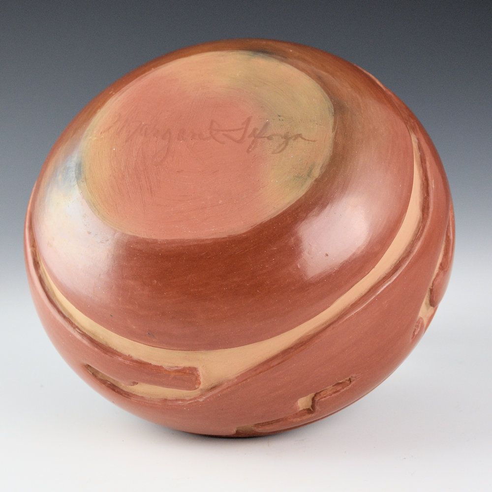 Tafoya, Margaret - Small Fully Polished Red Bowl with Carved Avanyu (1950's) - Image 5