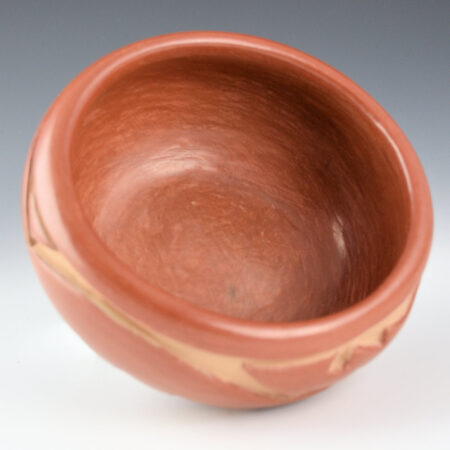 Alternative view of Tafoya, Margaret - Small Fully Polished Red Bowl with Carved Avanyu (1950's)
