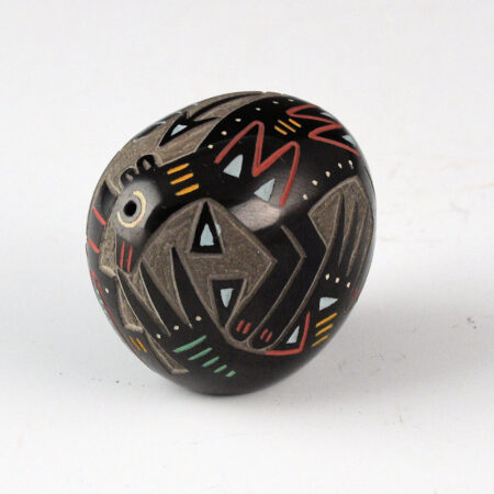 Tafoya, Ray  - Multi-Color Oval Seedpot with Mimbres Cougar (1990s)