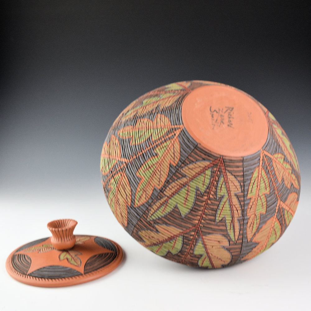 Zane Smith, Richard - "Flowers and Leaves" Corrugated Lidded Bowl (2017) - Image 7