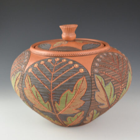 Zane Smith, Richard - "Flowers and Leaves" Corrugated Lidded Bowl (2017)