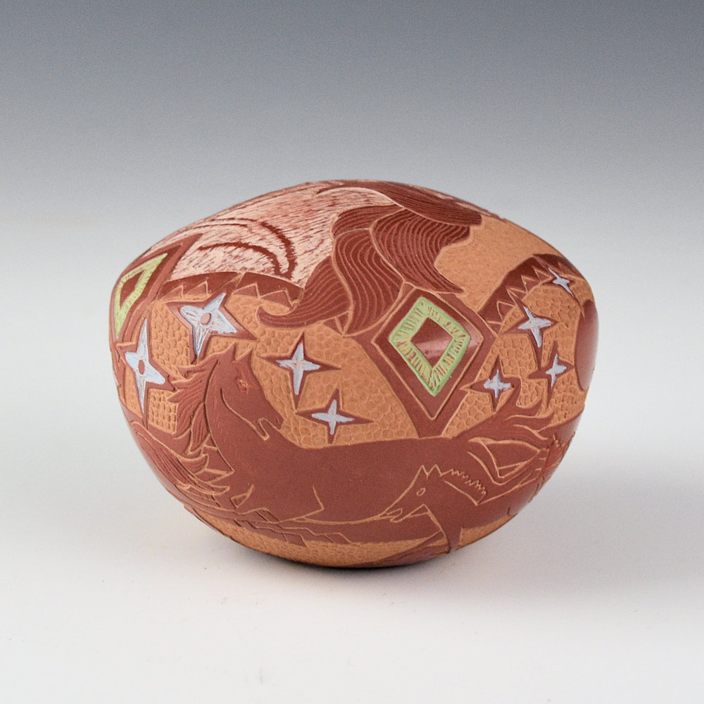 Lonewolf, Rosemary "Apple Blossom" - Large Seedpot with Six Horses - Image 5