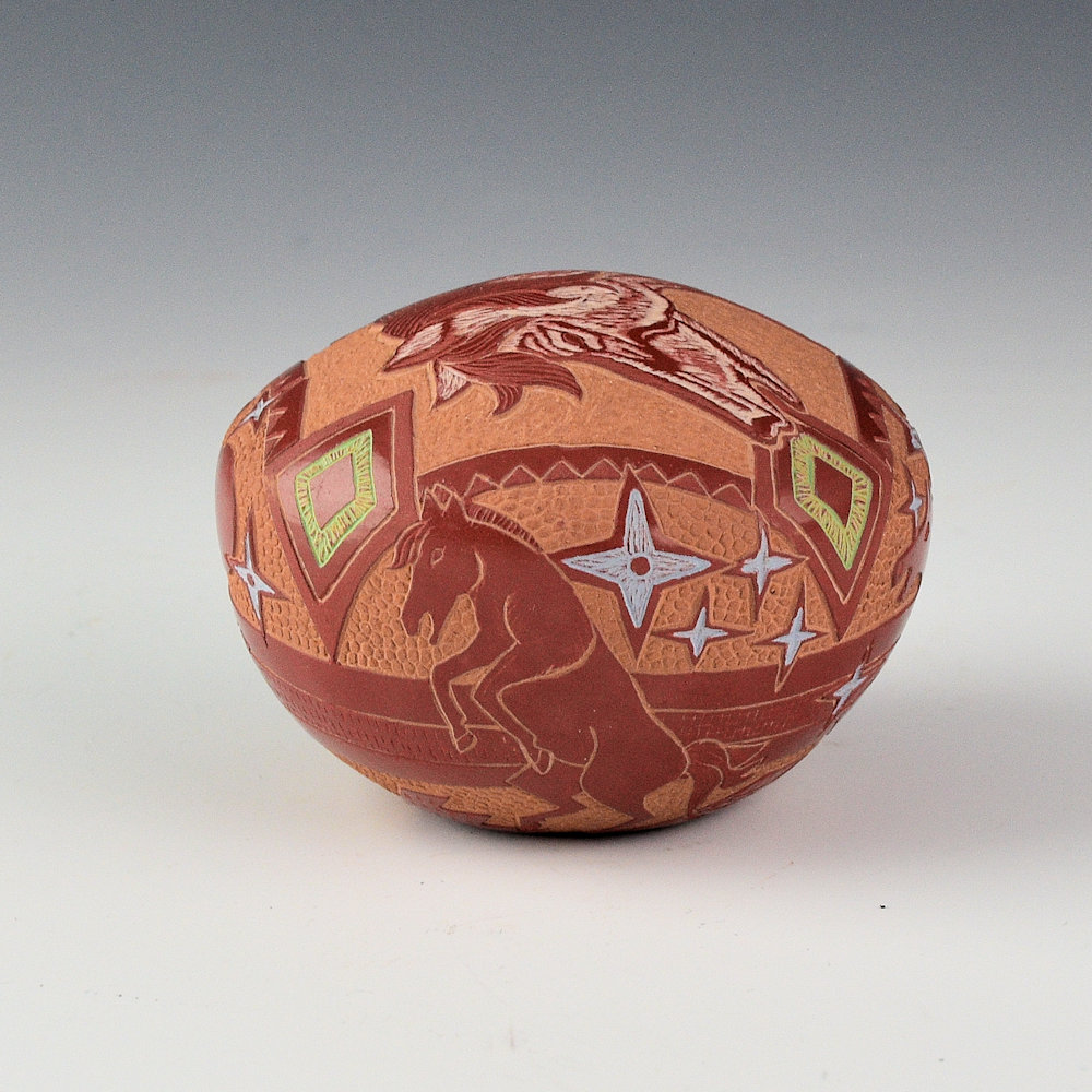 Lonewolf, Rosemary "Apple Blossom" - Large Seedpot with Six Horses - Image 4