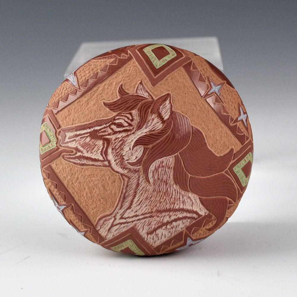 Lonewolf, Rosemary "Apple Blossom" - Large Seedpot with Six Horses