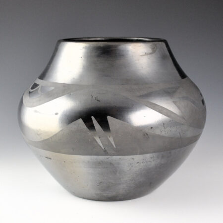 Alternative view of Roybal, Tonita - Gunmetal Fired Jar with Avanyu (1920's)