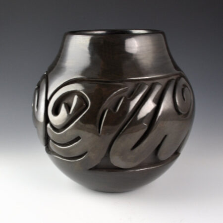 Naranjo, Teresita  - Black Jar with Swirling Cloud Designs (1980s)
