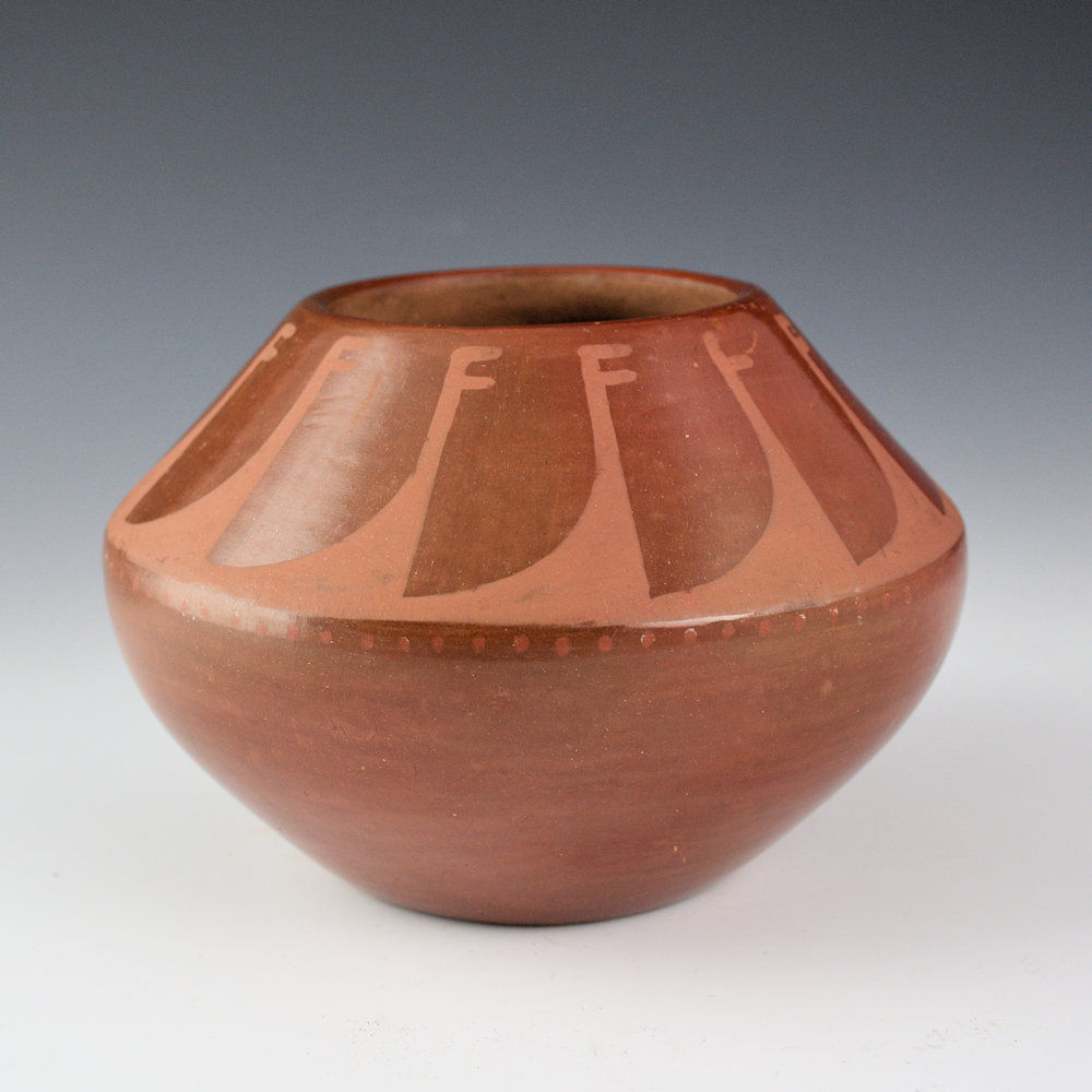 Roybal, Tonita - Red-on-Red Jar with Feather Design (1920s) - Image 2