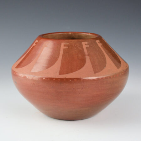 Roybal, Tonita  - Red-on-Red Jar with Feather Design (1920s)