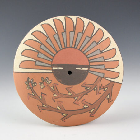 Gutierrez, Virginia - Nambe Polychrome Seedpot with Sun and Corn Plants (1980s)