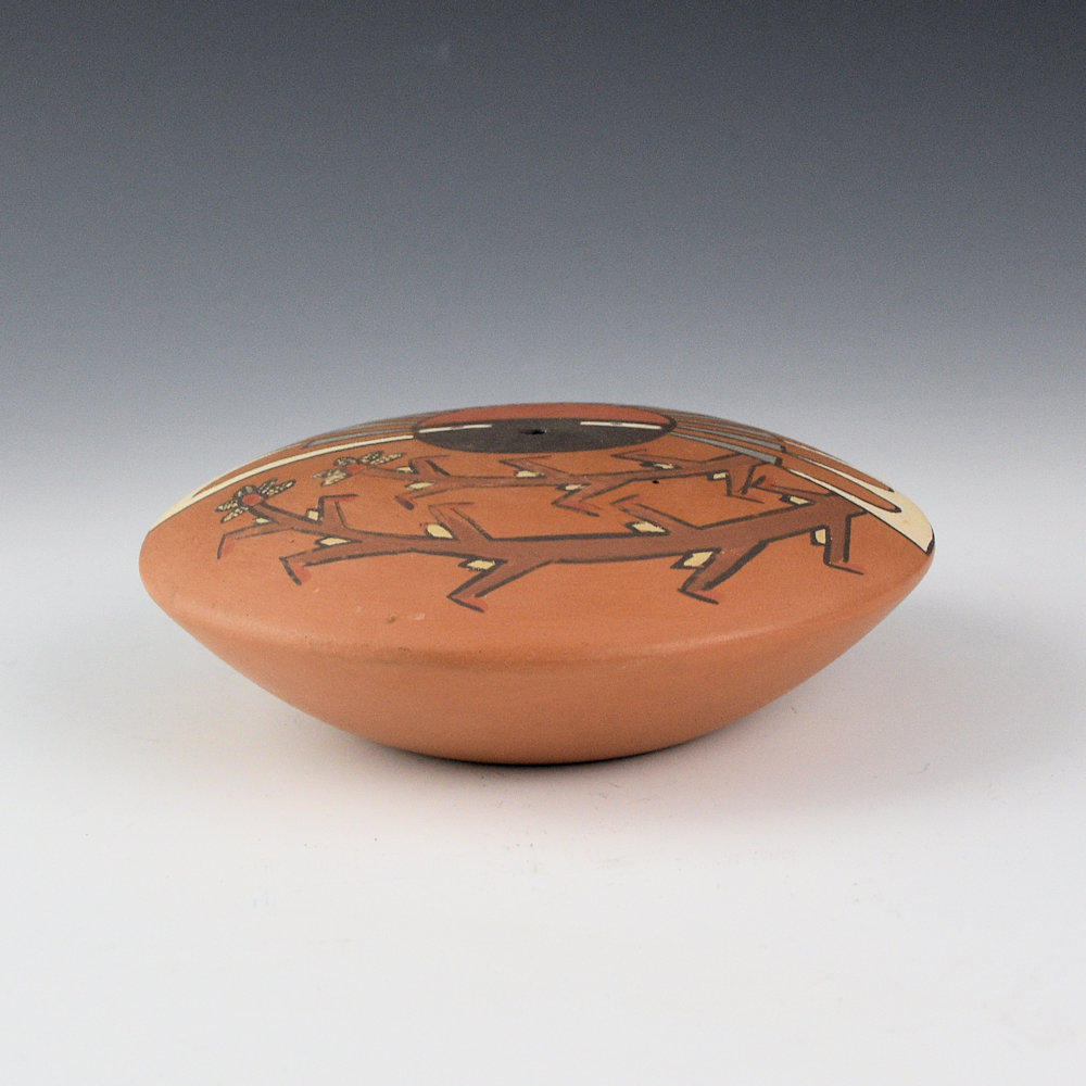 Gutierrez, Virginia - Nambe Polychrome Seedpot with Sun and Corn Plants (1980s) - Image 2