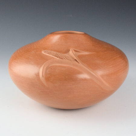 Nampeyo, Iris - Wide Red Jar with Corn Design (1980s)