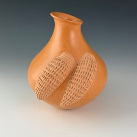 Qoyawayma, Al -  Red Jar with Double Corn Design