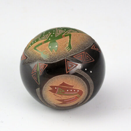 Haungooah, Art Cody - Multi-Color Seedpot with Frog and Fish (1985)