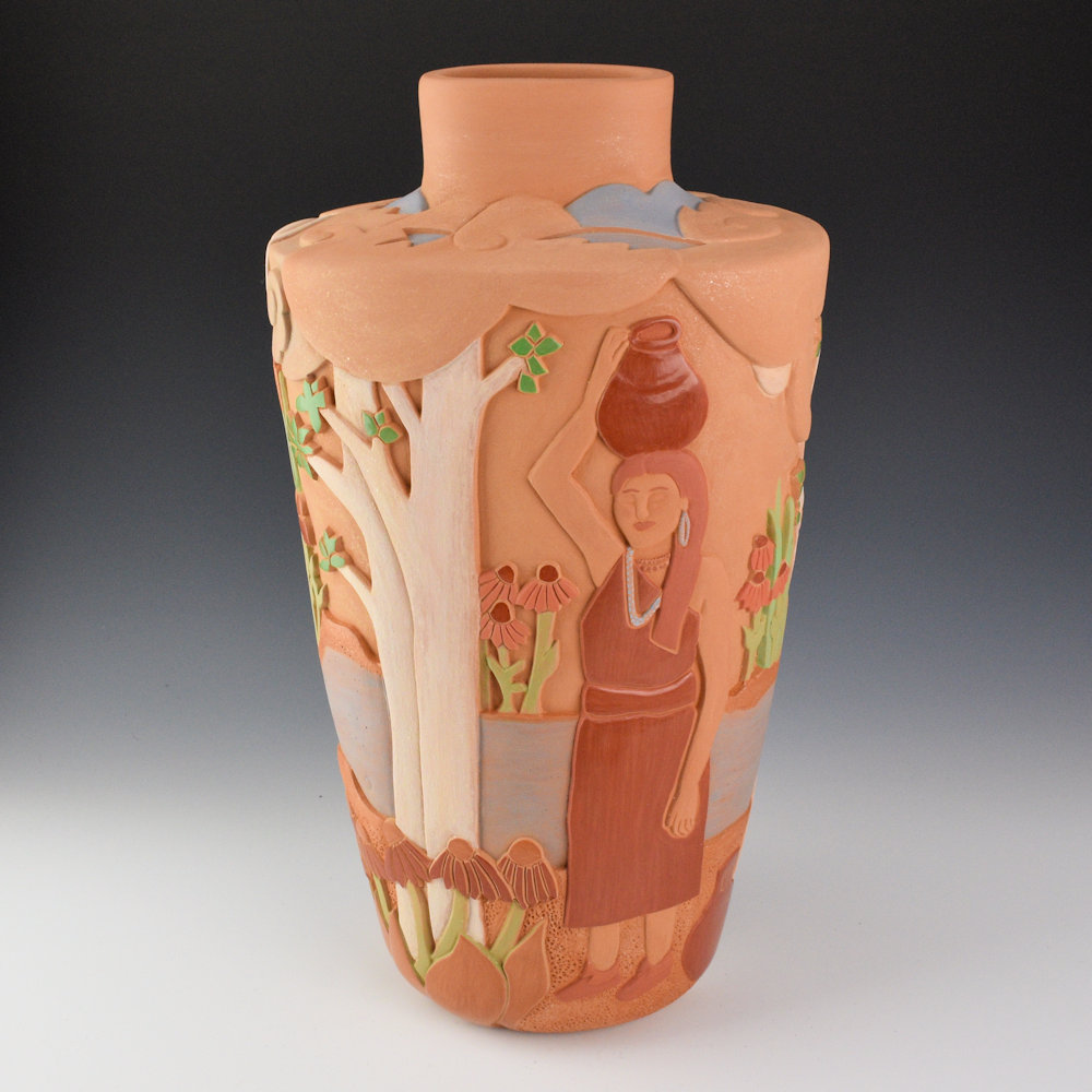 Borts-Medlock, Autumn - "Potters at Pot Creek" Polychrome Jar - Image 2