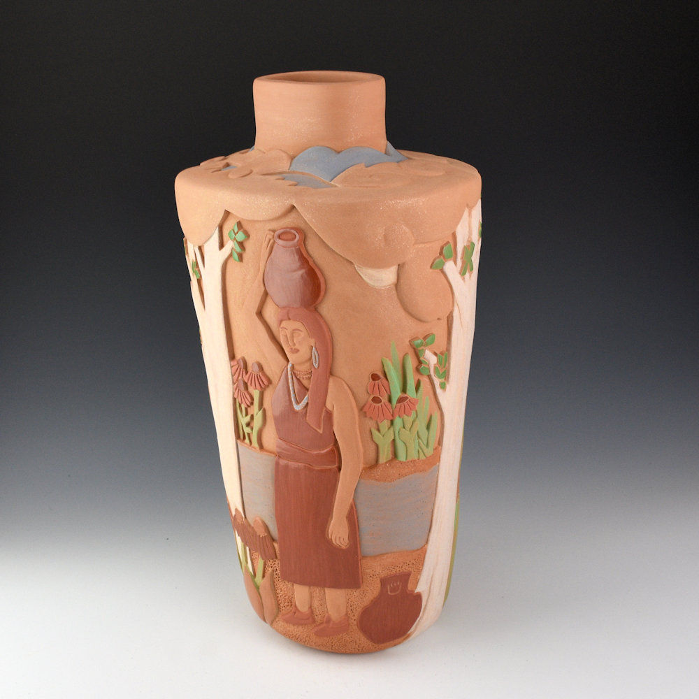 Borts-Medlock, Autumn - "Potters at Pot Creek" Polychrome Jar - Image 4