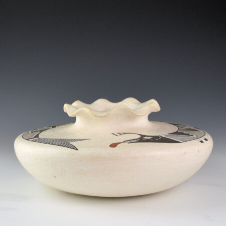 Cerno, Barbara & Joseph - 9" Wide Jar with Avanyu Design and Fluted Rim (1989)