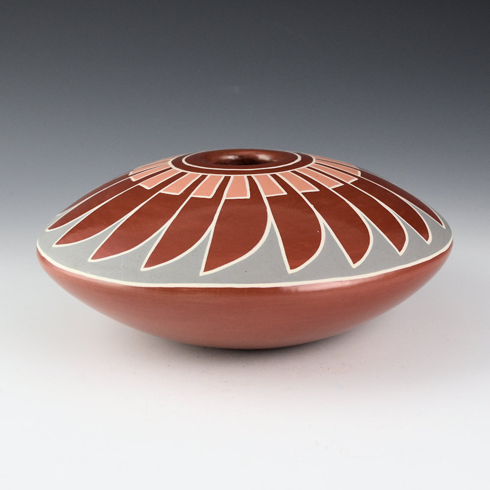 Tapia, Belen - Large Polychrome Bowl with Feather Designs (1970s)