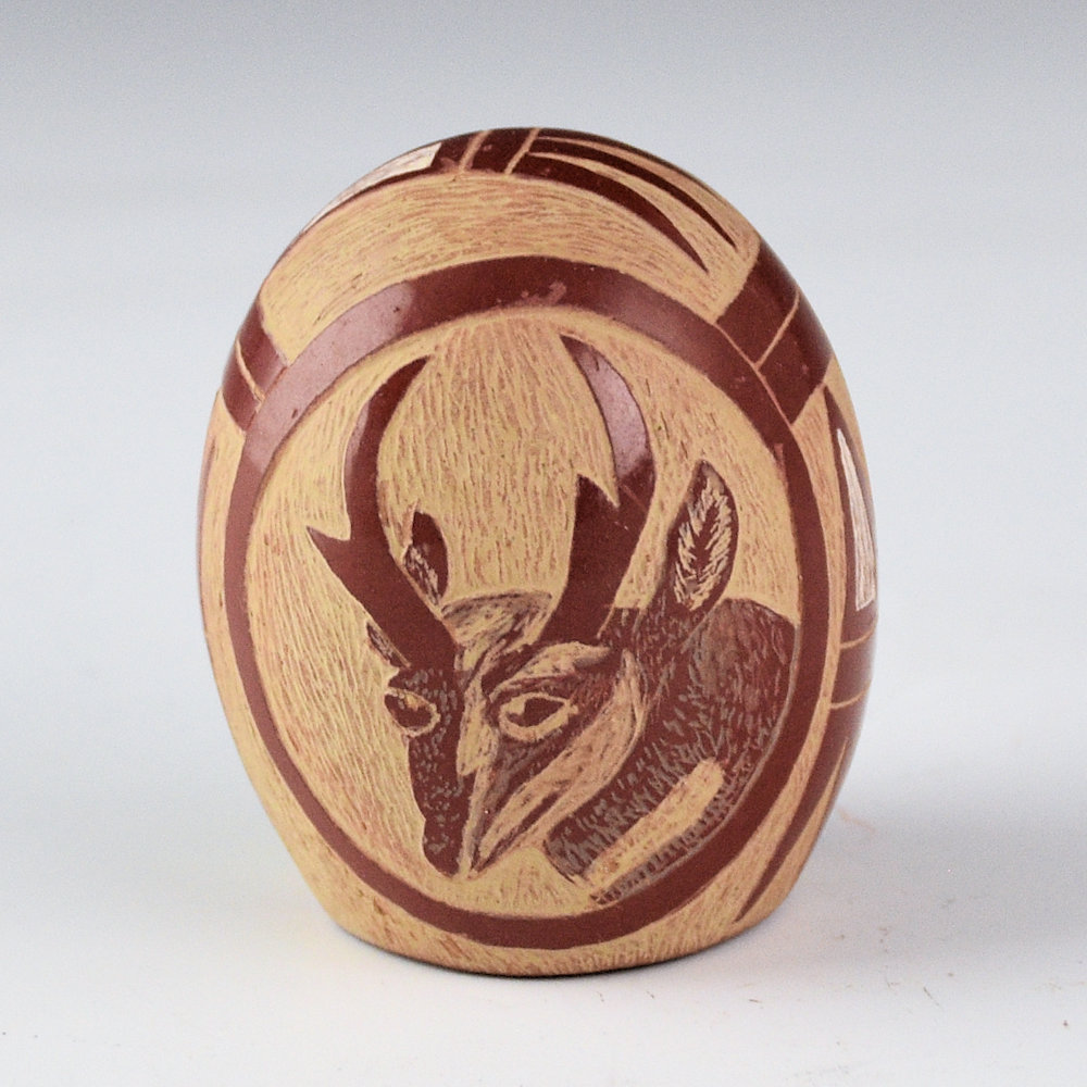 Tafoya, Camilio - "Antelope and Big Horn Sheep" Seedpot (1990s)
