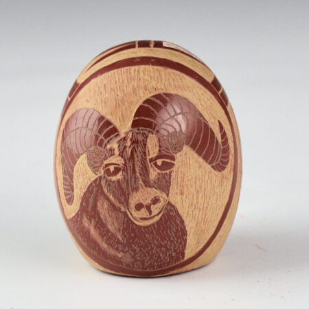 Alternative view of Tafoya, Camilio - "Antelope and Big Horn Sheep" Seedpot (1990s)