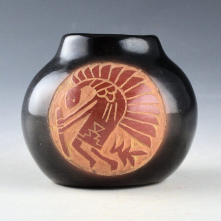 Tafoya, Camilio -  Black and Red Jar with Figure and Clouds (1972)