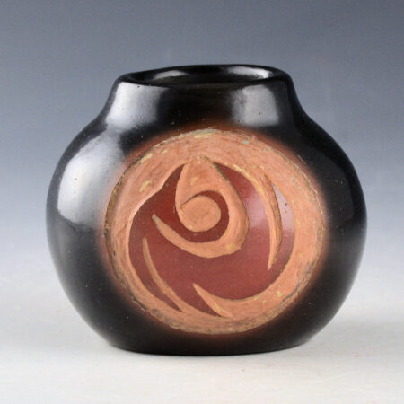 Alternative view of Tafoya, Camilio -  Black and Red Jar with Figure and Clouds (1972)