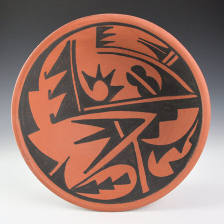 Dunlap, Carlos - Black-on-Red Bowl with Plant Designs (1970s)