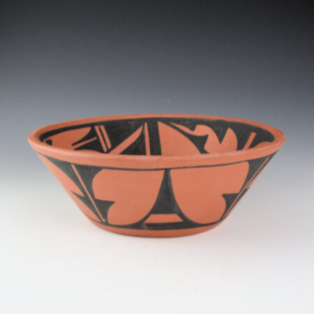 Alternative view of Dunlap, Carlos - Black-on-Red Bowl with Plant Designs (1970s)