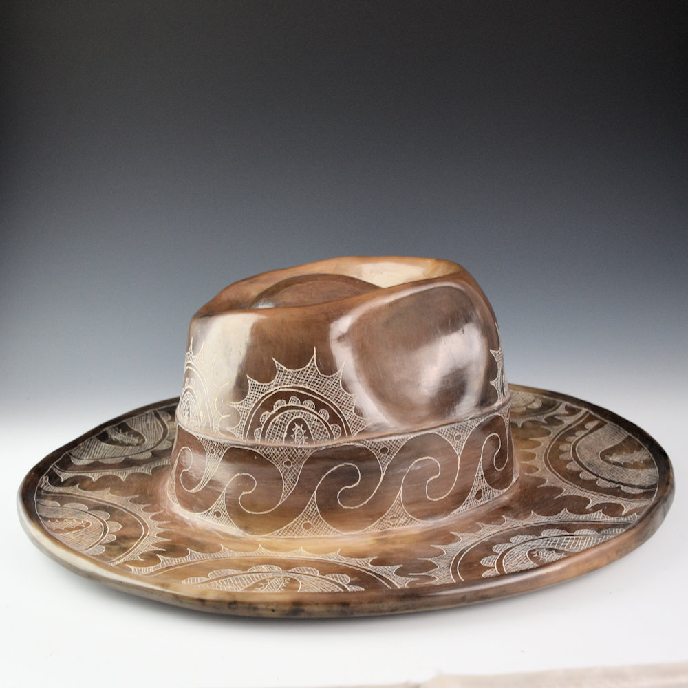 Earles, Chase Kahwinhut - Clay "Caddo Hat" with Incised Designs - Image 4