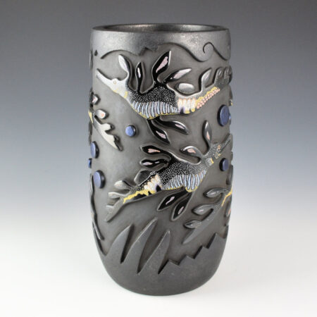 Alternative view of Tafoya, Jennifer & Chris Youngblood - Tall "There Be Dragons..." Jar with Weedy Sea Dragons