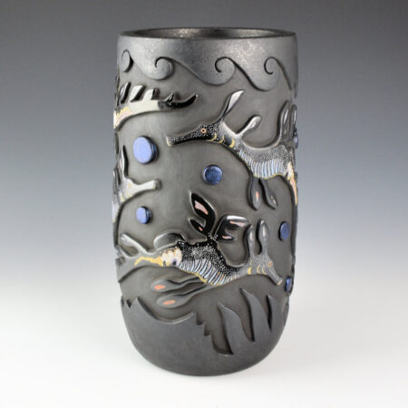 Tafoya, Jennifer & Chris Youngblood - Tall "There Be Dragons..." Jar with Weedy Sea Dragons
