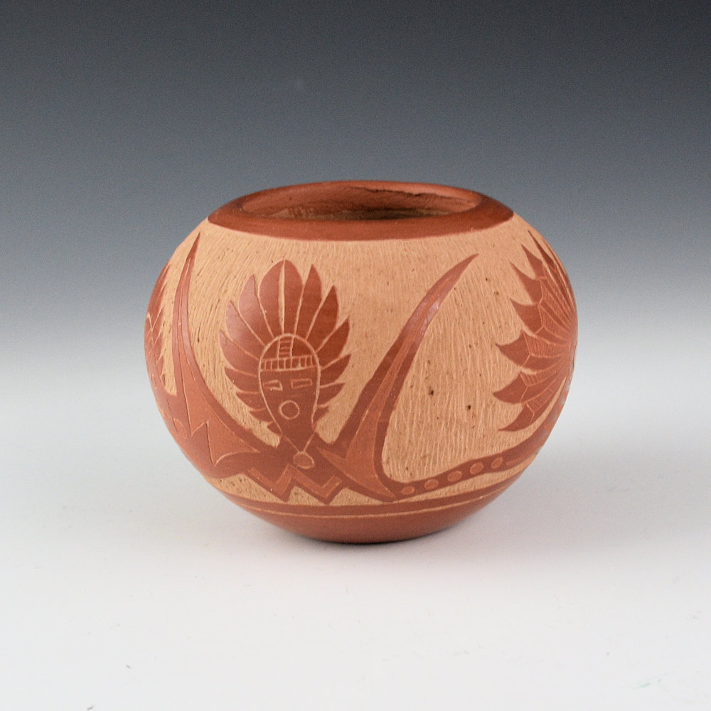 Moquino, Corn - Red Bowl with Avanyu (1990s) - Image 4