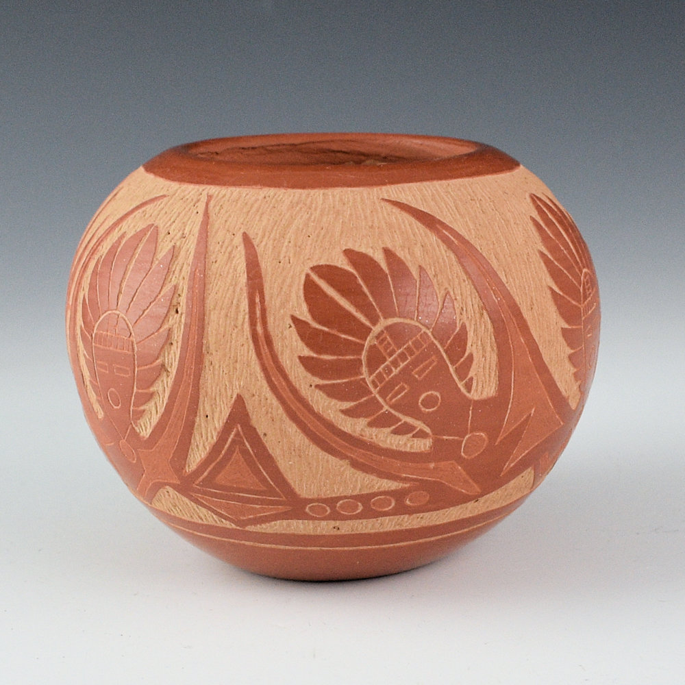 Moquino, Corn - Red Bowl with Avanyu (1990s) - Image 3