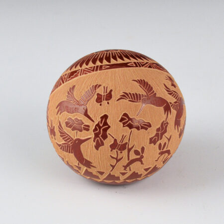 Alternative view of Chavarria, Harvey & Debra Trujillo - Seedpot with Butterfly, Hummingbirds, and Sun (1980s)