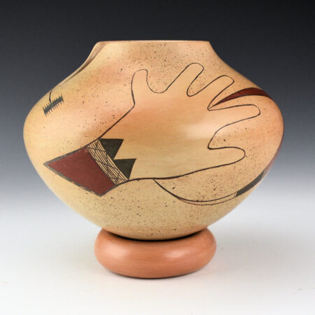 Alternative view of Quotskuyva, Dextra - "Sikyatki Hand" Jar with Round Base (2 Pieces), 1998