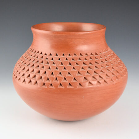 Alternative view of Pavatea, Garnet  - Red Courrugated Wide Shoulder Jar (1970's)